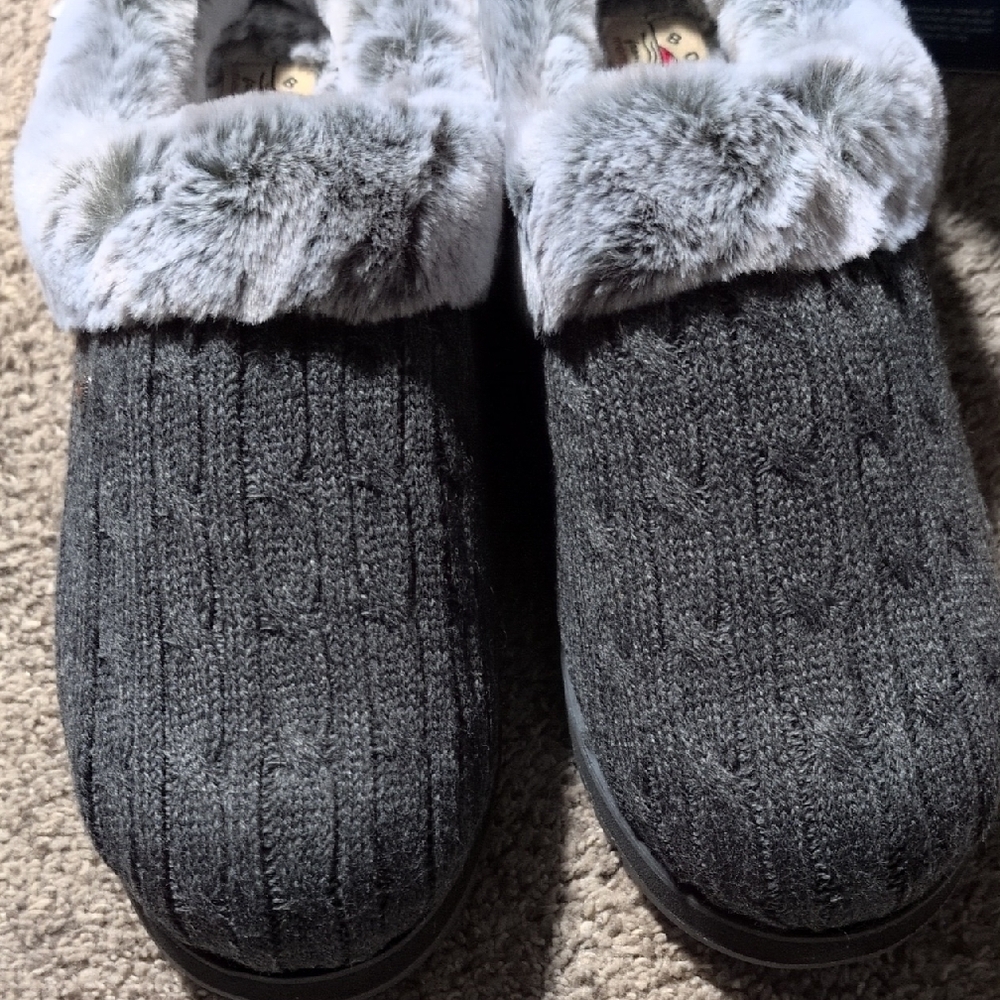 BOBS from Skechers Charcoal Cable Knit Slippers - Picture 4 of 5
